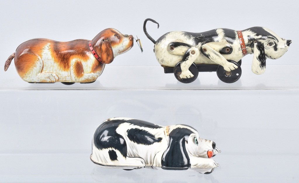 Lot of 3 Tin Windup DOGS (1 of 4)