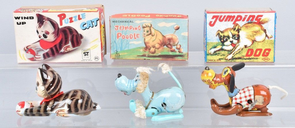 3- JAPAN DOG & CAT Windup w/ BOXES (1 of 4)