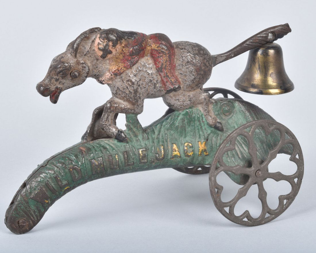 GONG BELL Cast Iron WILD MULE JACK BELL TOY (1 of 4)