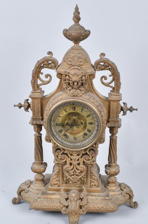 ANSONIA ORNATE CAST METAL SHELF CLOCK (1 of 7)