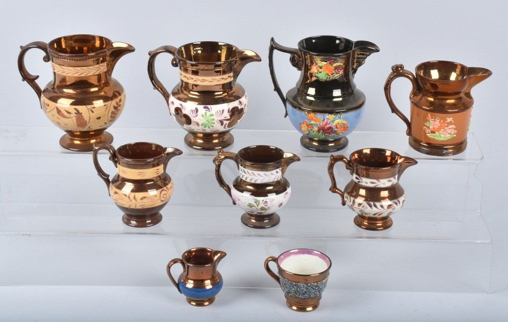 LOT OF 9 COPPER LUSTERWARE CHINA (1 of 4)