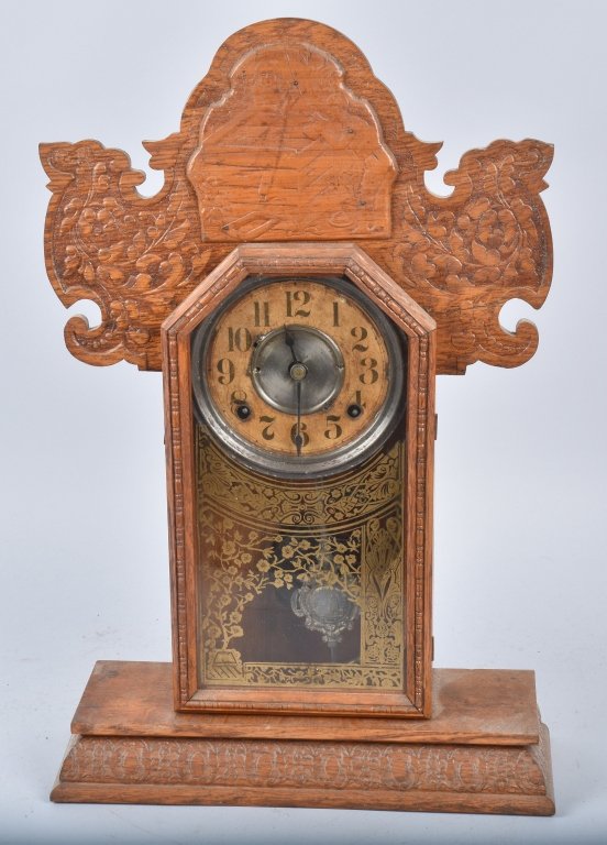ANTIQUE OAK KITCHEN CLOCK (1 of 5)