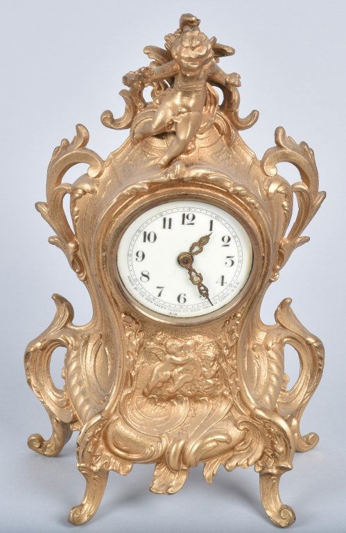 NEW HAVEN CAST METAL CLOCK with CHERUB (1 of 5)