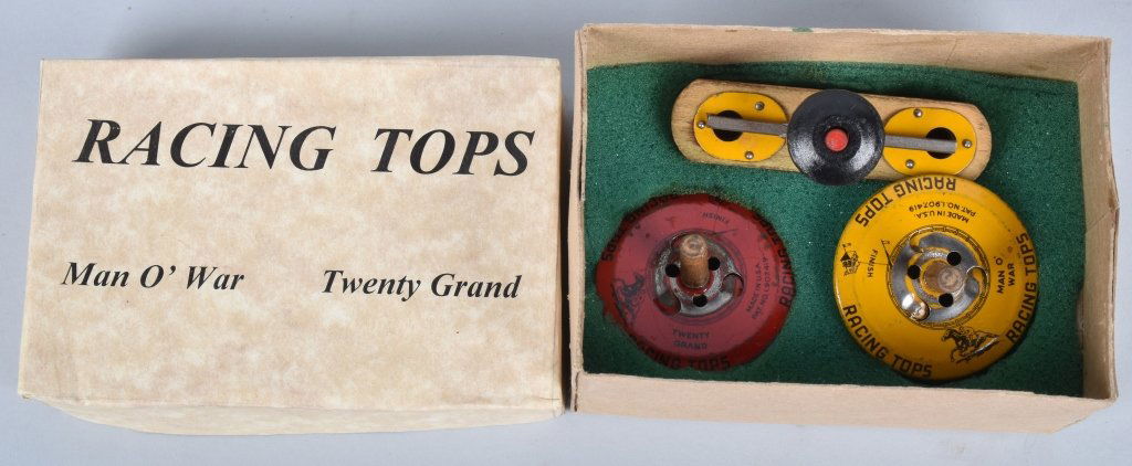 MAN O' WAR & TWENTY GRAND RACING TOPS w/ BOX (1 of 3)