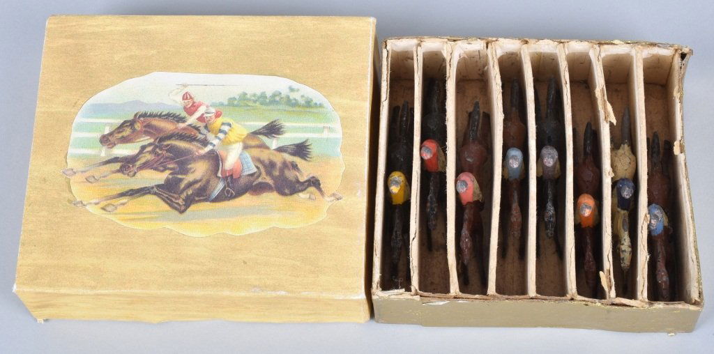 8- ORIGINAL CAST METAL HORSE & JOCKEYS (1 of 3)