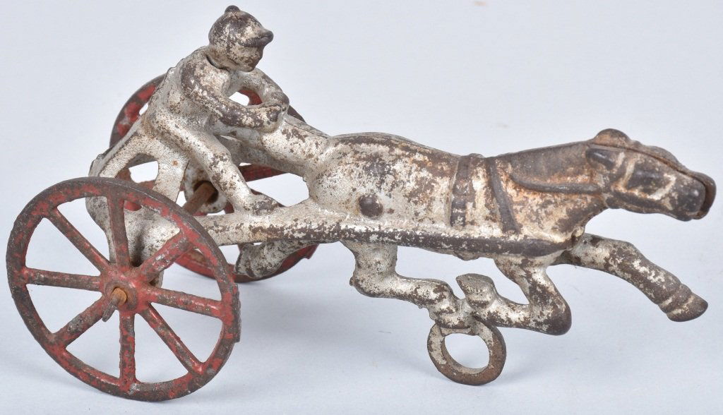 Early KENTON Cast Iron RACE HORSE w/SULKY (1 of 3)