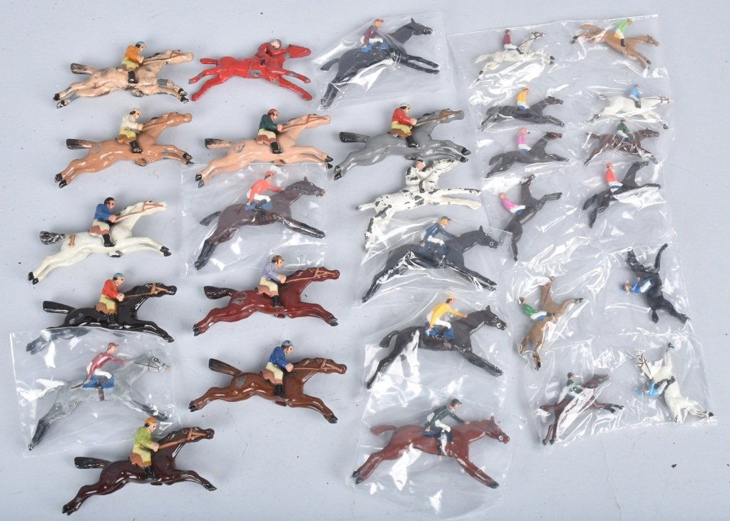 HUGE Lot of CAST METAL HORSE & JOCKEY FIGURES (1 of 5)