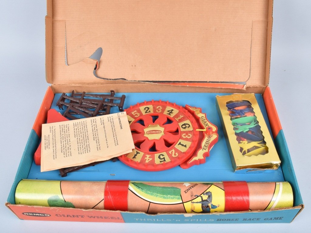 REMCO GITAMT WHEEL HORSE RACE GAME: Great looking Remoc Roulette Game. looks mostly complete with Box. 24" Excellent