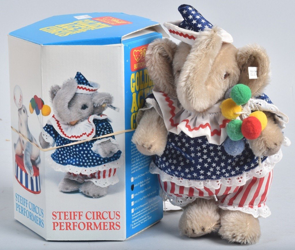 STEIFF GOLDEN  CIRCUS BABY ELEPHANT BALLOON SELLER (1 of 3)