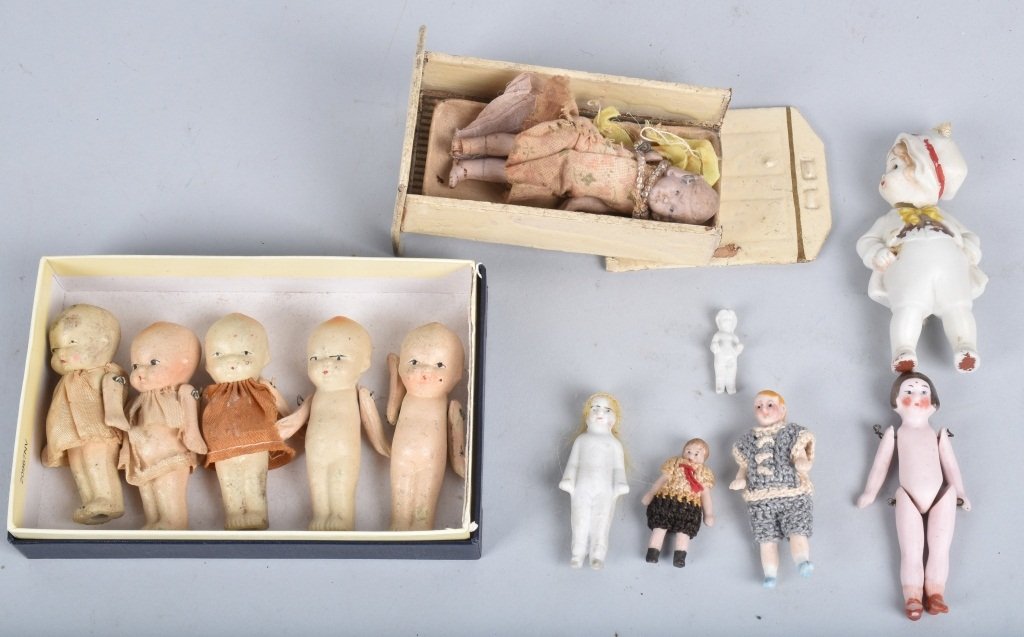 Lot of MINIATURE BISQUE DOLLS (1 of 3)