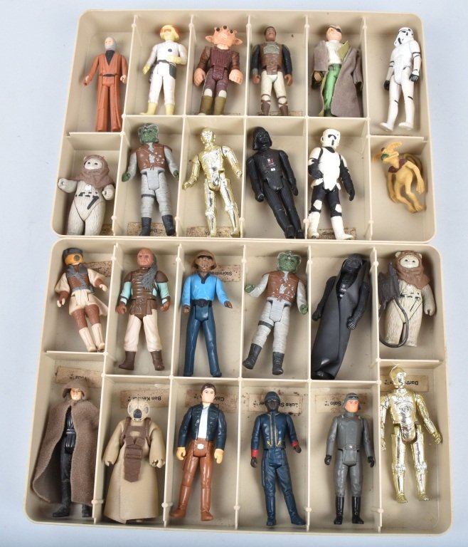 24- VINTAGE STAR WARS FIGURES: Includes Storm Trooper, Ben Kenobi, C3PO, Darth Vader, Han Solo, and More. Very Good