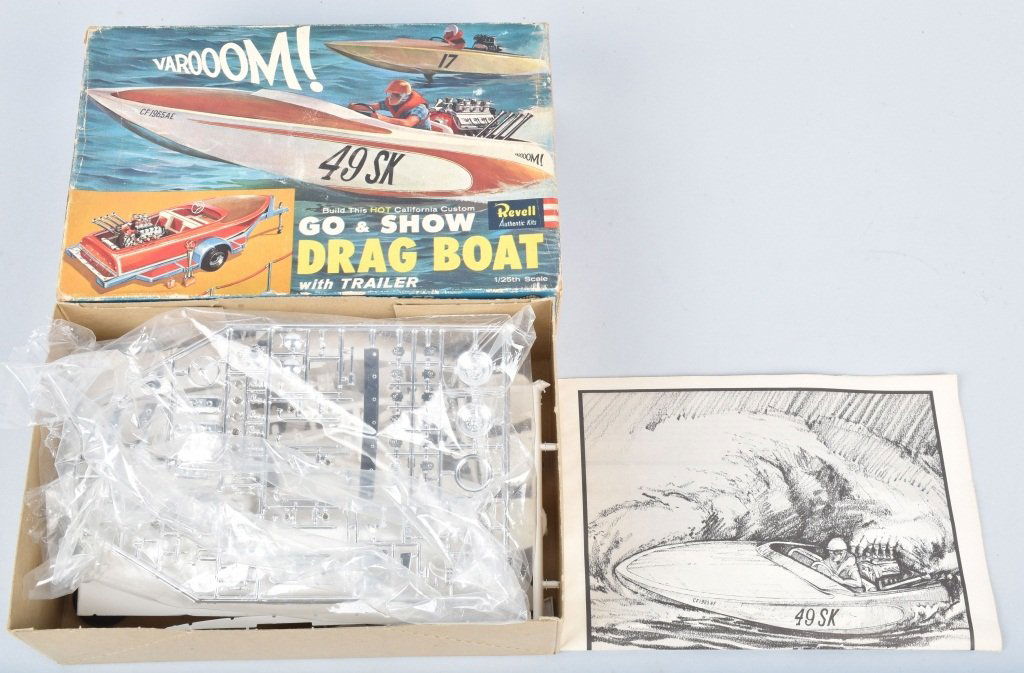 REVELL GO & SHOW DRAG BOAT w/ TRAILER MODEL KIT (1 of 6)
