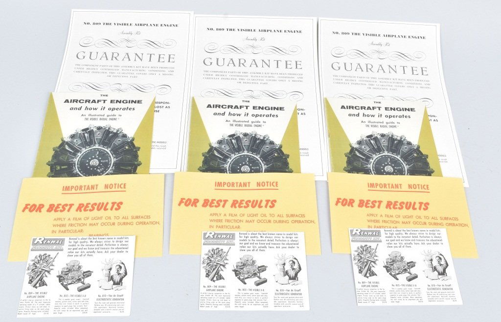 RENWALL VISIBLE AIRPLANE ENGINE PAPERS & MORE (1 of 5)