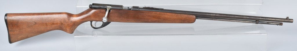 JC HIGGINS .22 BOLT ACTION RIFLE: 24" barrel with excellent bore, action works well, over all wear. Very Good *