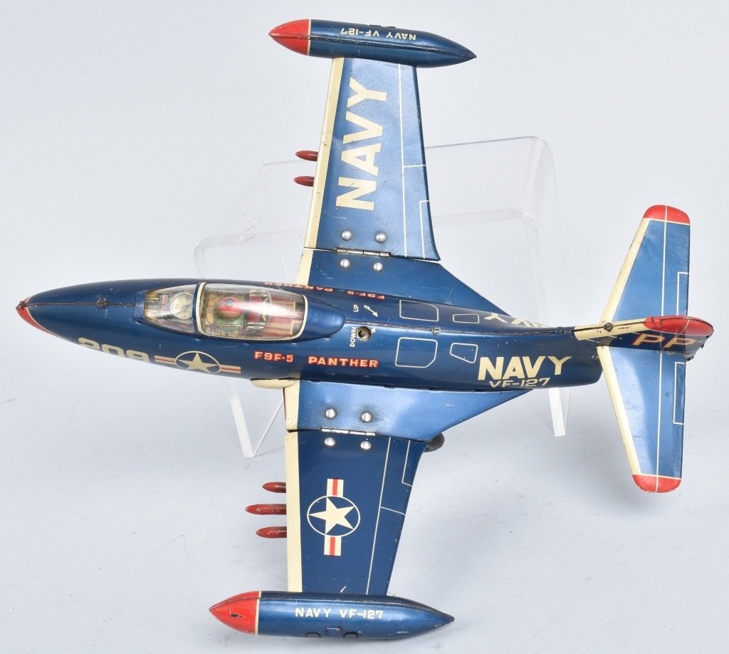 JAPAN Tin Friction NAVY F9F-5 PANTHER FIGHTER JET (1 of 7)