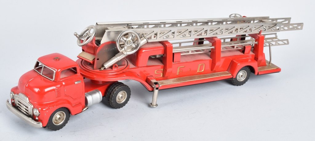 JAPAN Tin Friction LADDER FIRE TRUCK (1 of 6)