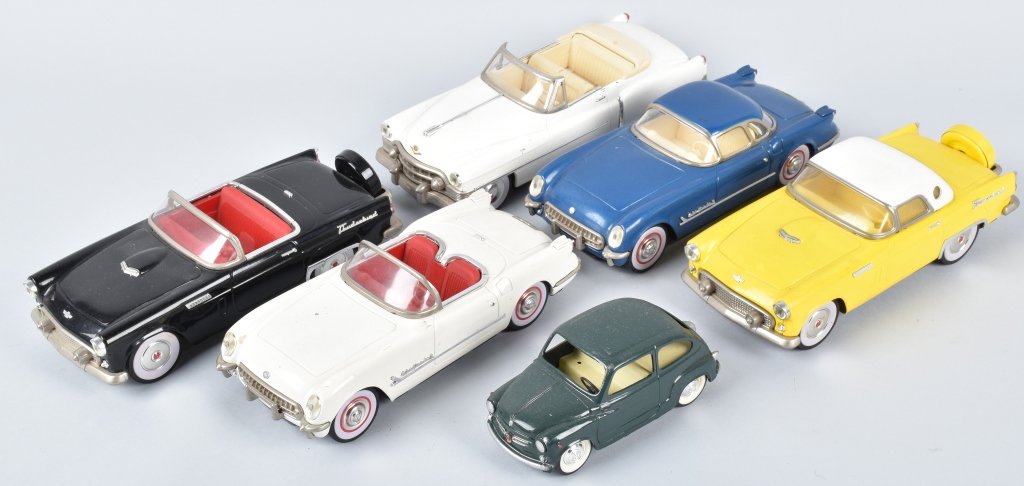 Lot of TIN FRICTION CARS: Includes Corvettes, Thunderbirds, Cadillac, and more.