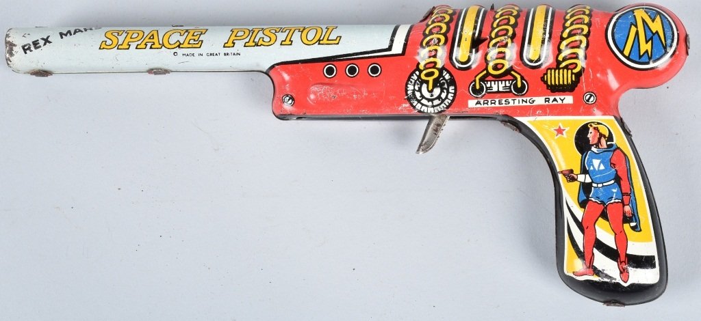 MARX Tin Clicker REX MARS SPACE GUN: Nice looking Marx tin Clicker Rex Mars Space Gun. Great colors and graphics. Works. 10" Very Good-Excellent