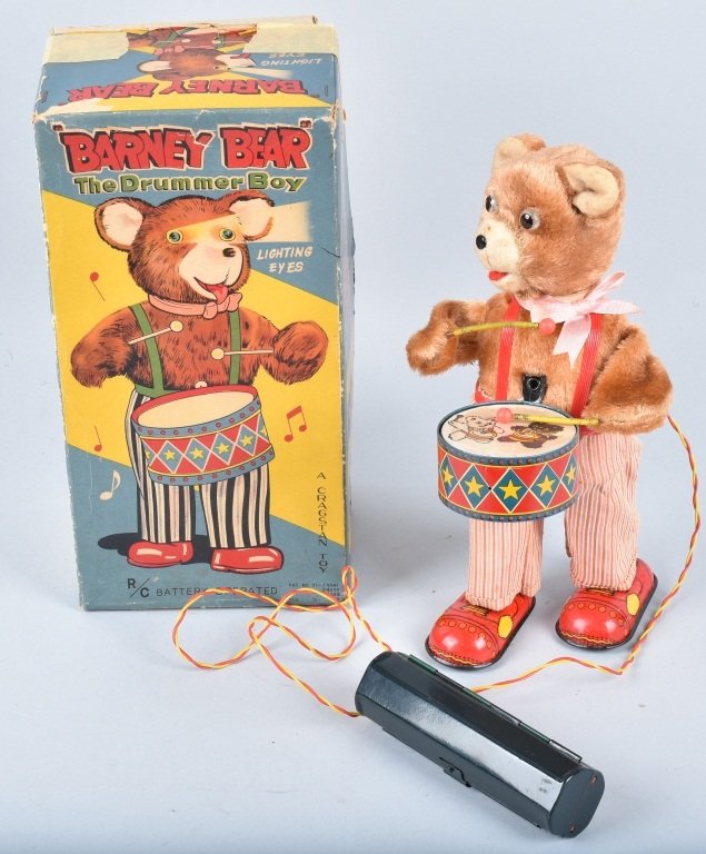 JAPAN Battery Op BARNEY BEAR DRUMMER w/BOX (1 of 7)