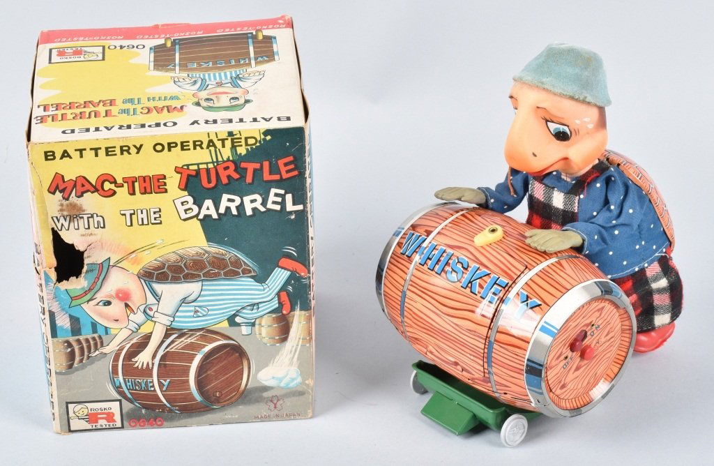 ROSKO Battery Op MAC THE TURTLE w BARREL w/BOX (1 of 8)