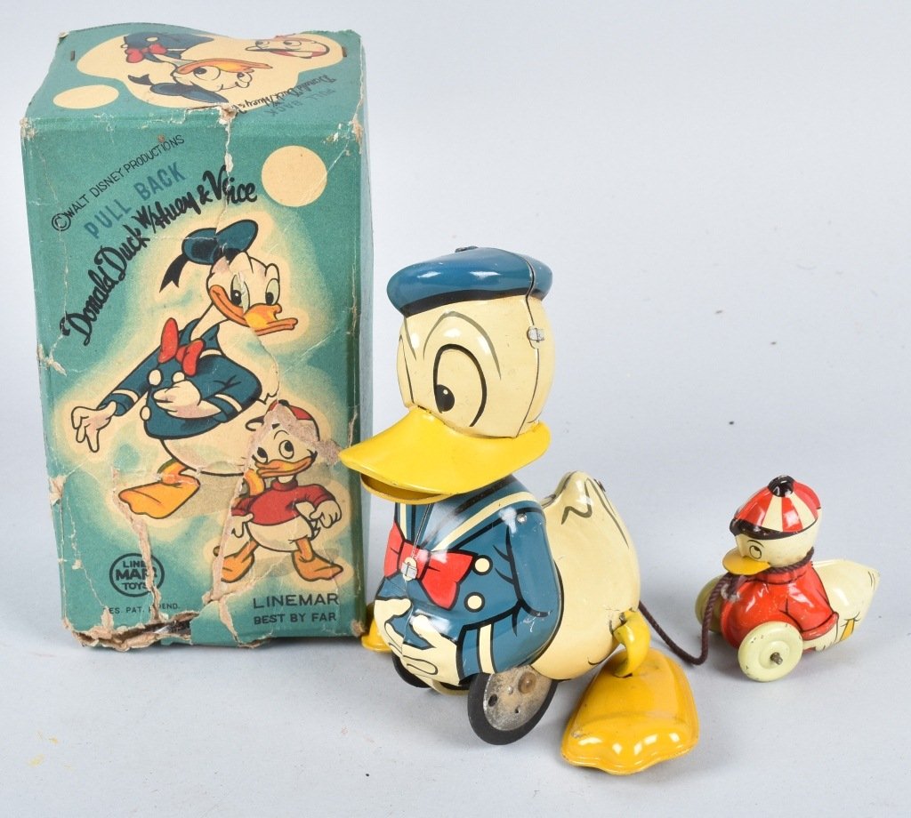 LINEMAR Tin Windup DONAD DUCK & HUEY w/ BOX (1 of 6)