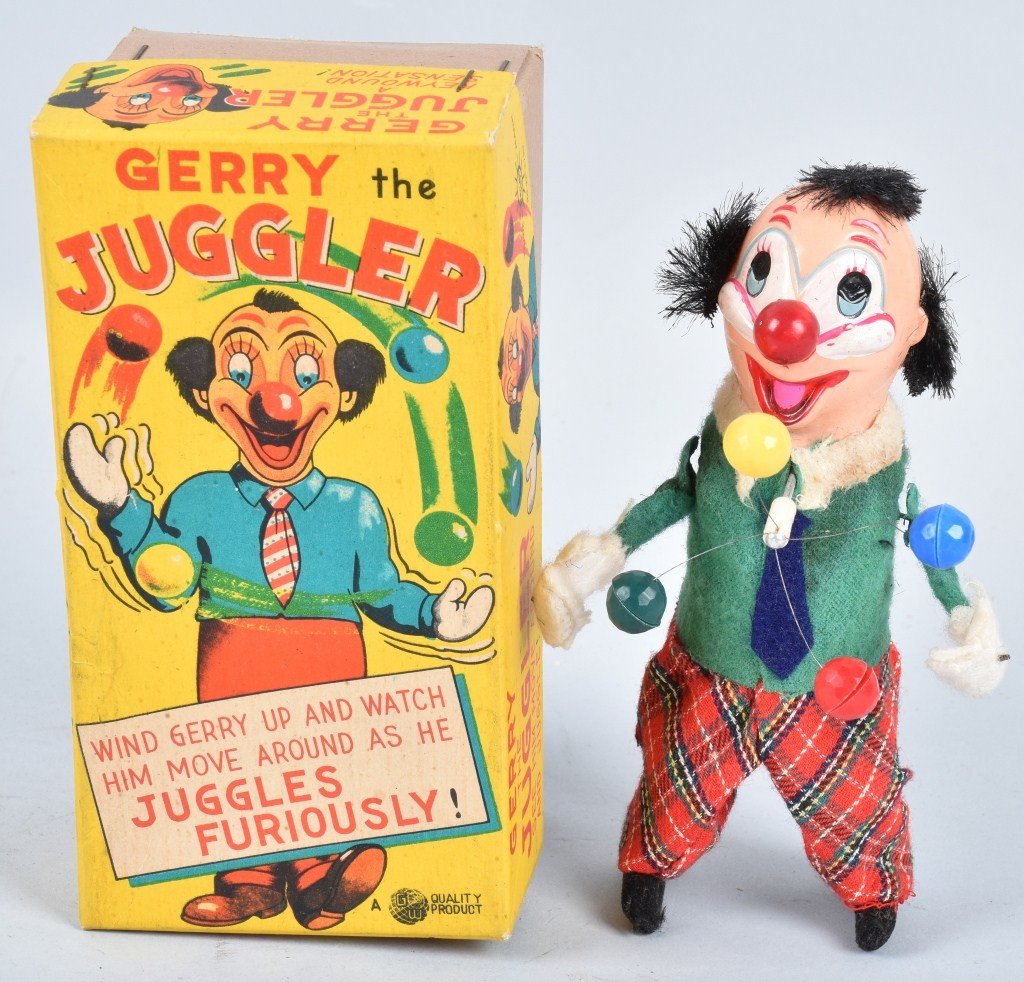 JAPAN Windup GERRY THE JUGGLER CLOWN w/BOX (1 of 7)