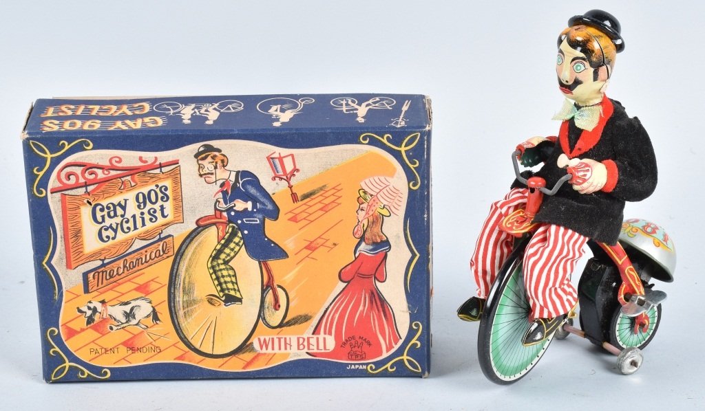 TPS Tin Windup GAY 90s CYCLIST w/ BOX (1 of 7)