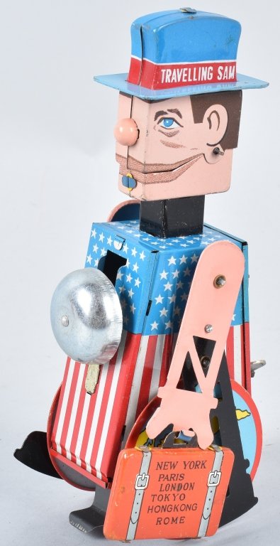 JAPAN Tin Windup TRAVELING SAM (1 of 4)