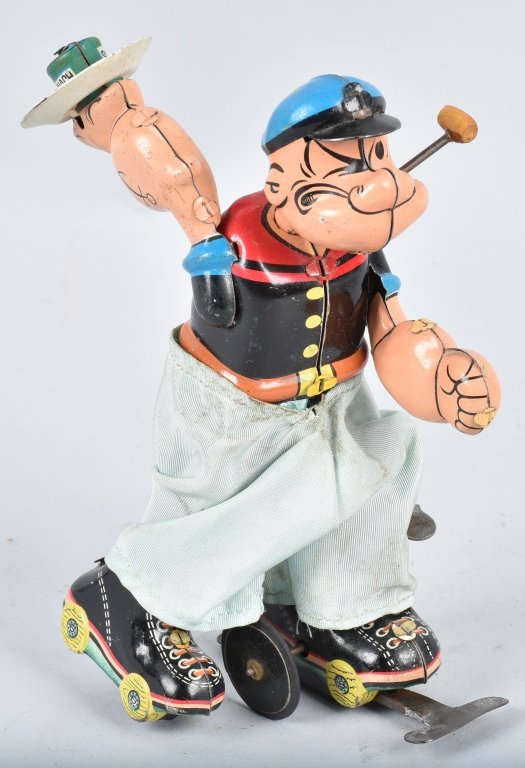 LINEMAR Tin Windup POPEYE ROLLER SKATER (1 of 3)