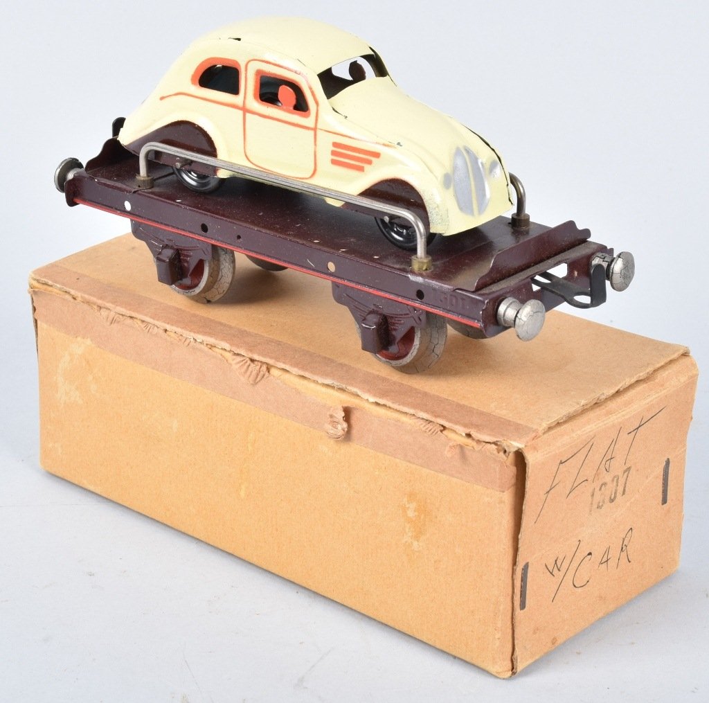 PAYA TRAIN FLAT CAR w/ AUTOMOBILE w/ BOX (1 of 6)