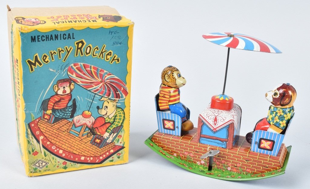JAPAN Tin Windup MERRY ROCKER w/ BOX (1 of 8)