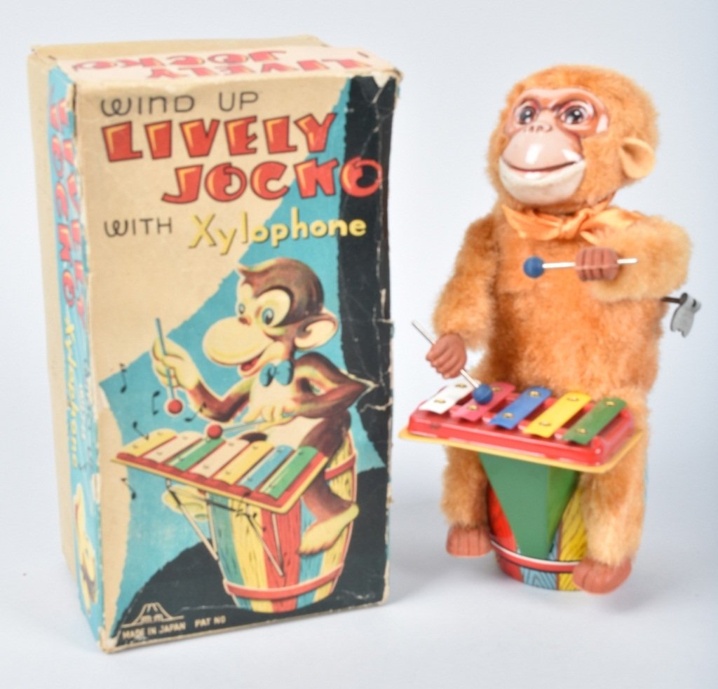 JAPAN Windup LIVELY JOCKO XYLOPHONE w/ BOX (1 of 6)