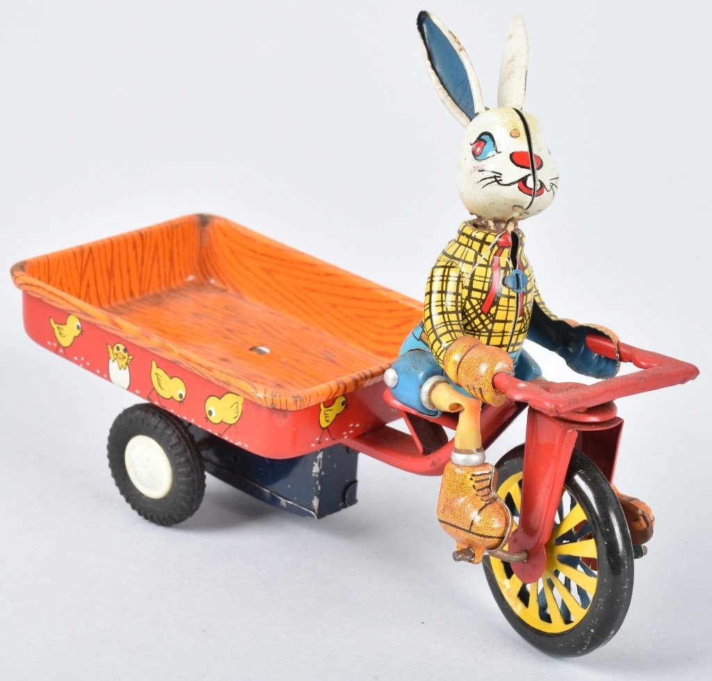 LINEMAR Tin Friction EASTER RABBIT CART (1 of 4)
