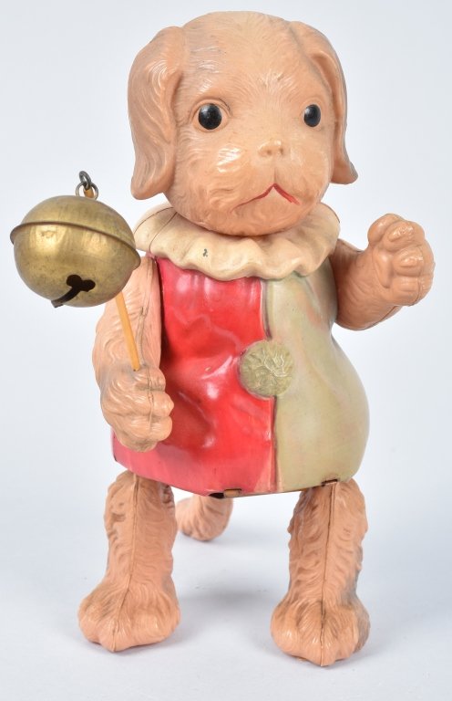 7" JAPAN Celluloid Windup CLOWN DOg w/ BELL (1 of 5)