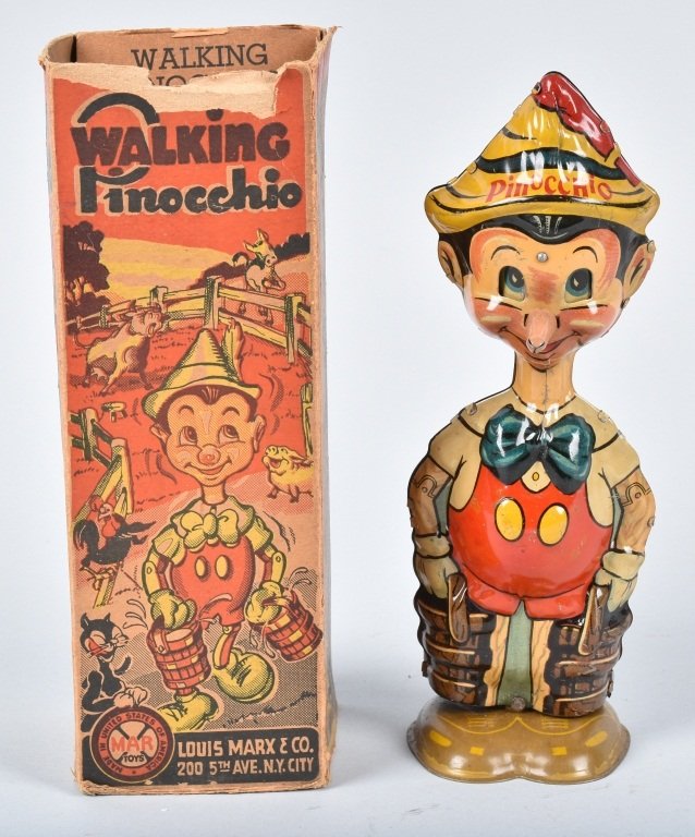 MARX Tin Windup PINOCCHIO WALKER w/ BOX (1 of 6)