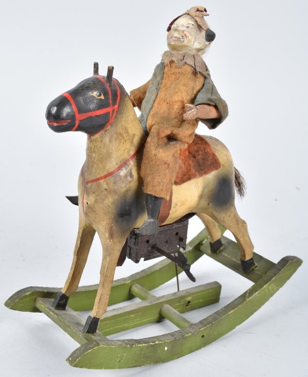 Early German Windup CLOWN ON ROCKING HORSE (1 of 5)