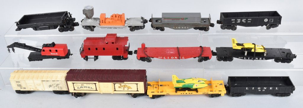 LIONEL LARGE ROLLING STOCK LOT: Lot includes No. 3469, 6520, 6175, 6825, 7701, and more. Condition varies.