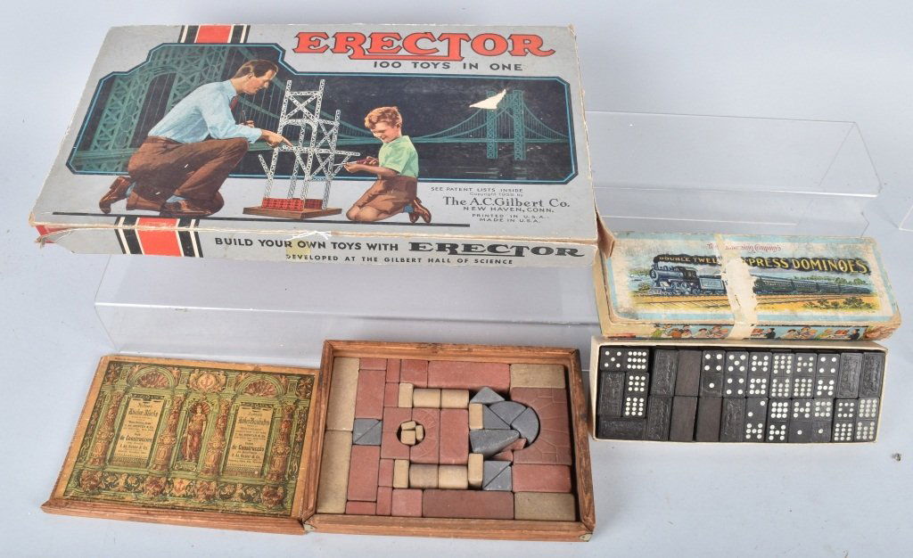 LOT ERECTOR SET, ANCHOR BLOCKS & TRAIN DOMINOES (1 of 6)