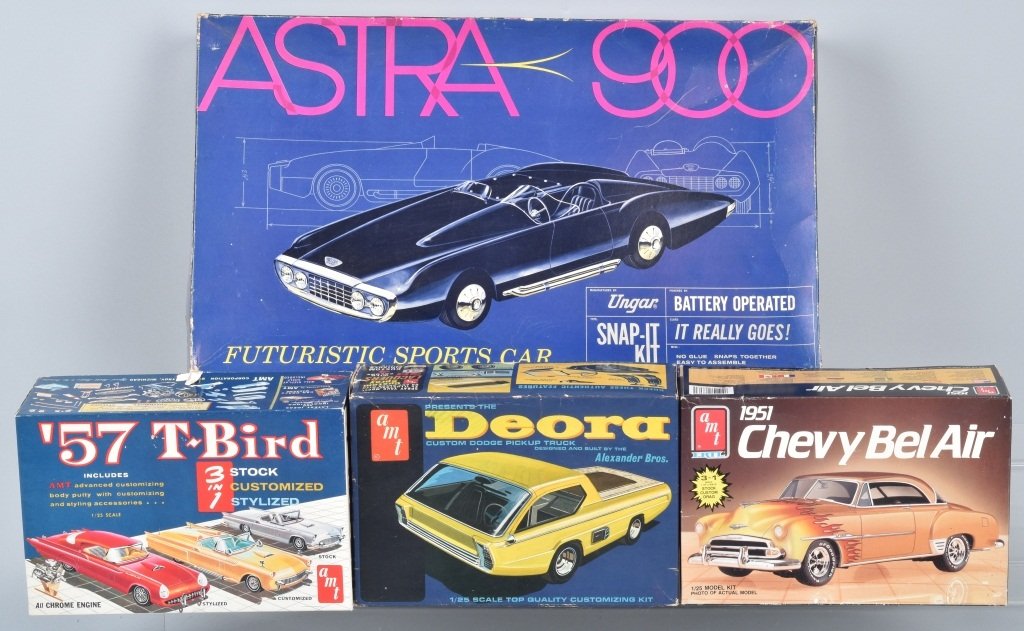 LOT OF 4 UNBUILT MODEL KITS DEORA T-BIRD BELAIR (1 of 5)