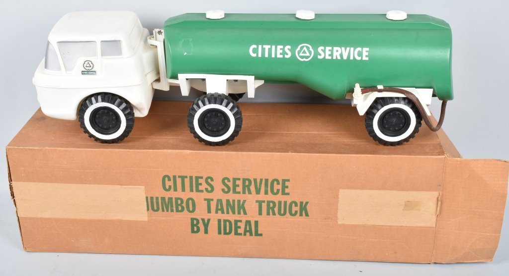 IDEAL CITIES SERVICE JUMBO TANK TRUCK w/BOX: Excellent plastic Cities Service Gas Tank Truck. With Box. 31" Excellent