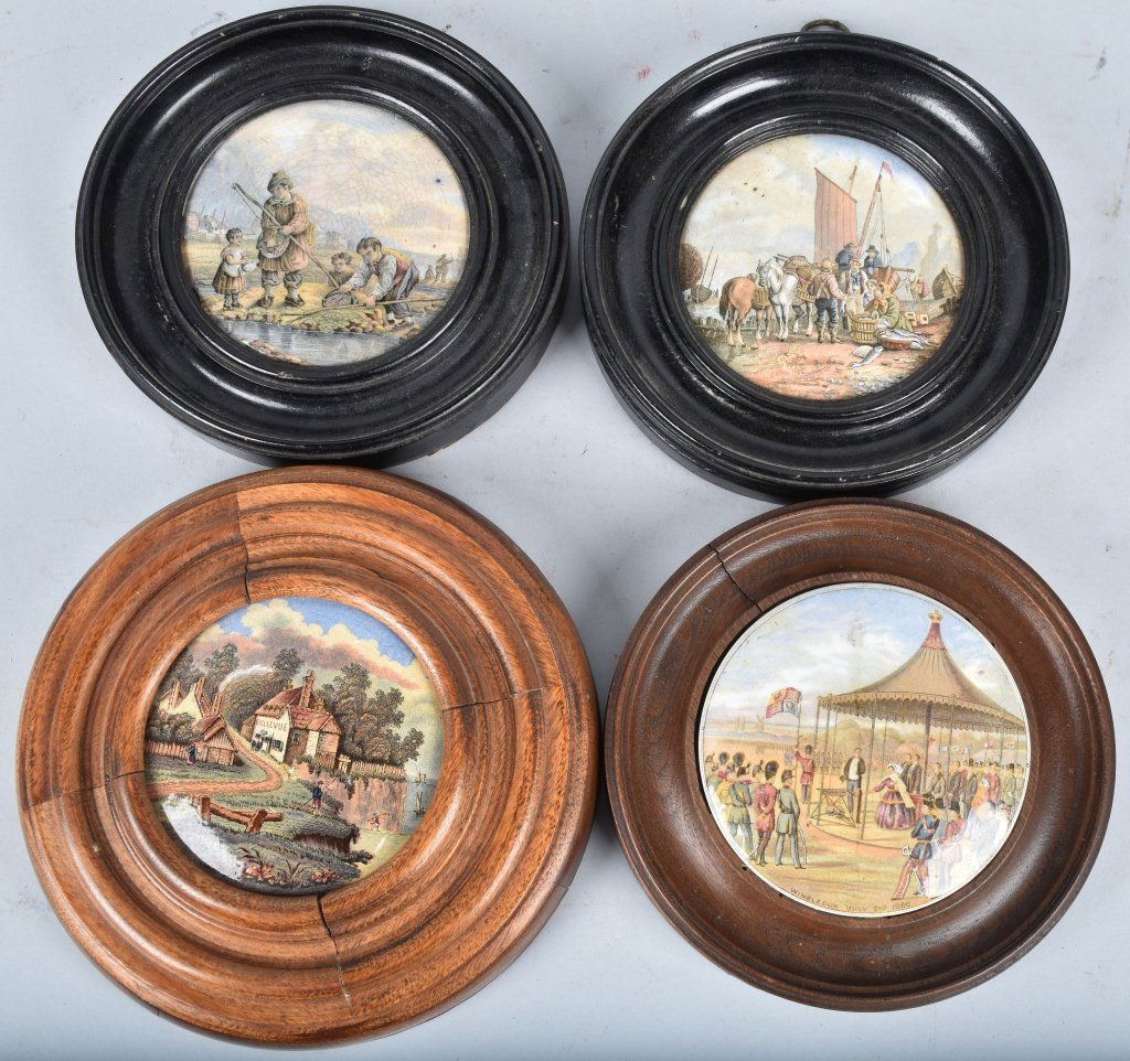4- 19th Century ENGLISH TRANSFERWARE POT LIDS (1 of 5)