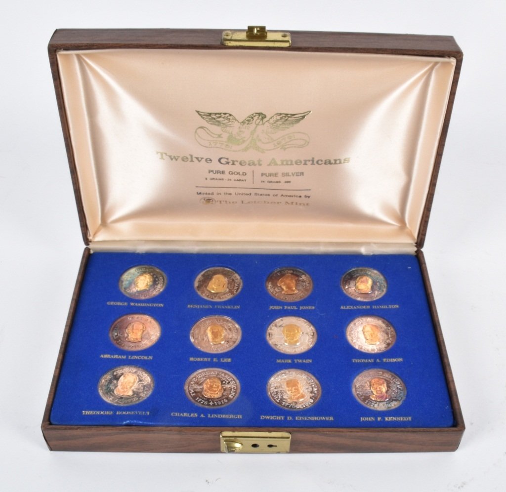 LETCHER MINT 12 GREAT AMERICANS Silver/Gold COINS (1 of 4)