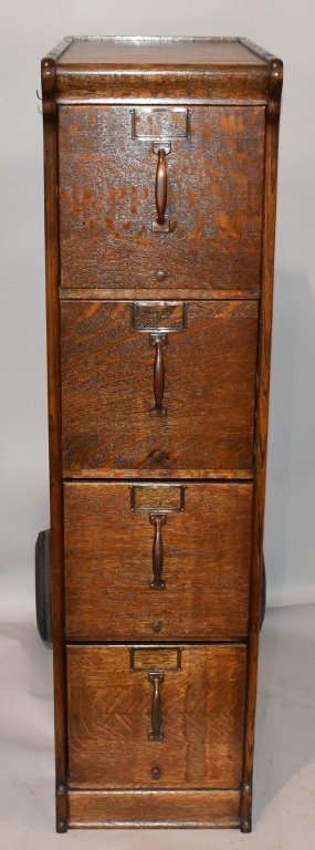ANTIQUE OAK FILING CABINET (1 of 5)