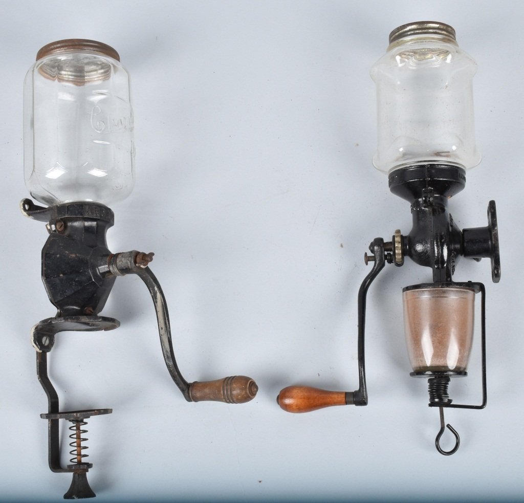 LOTOF 2 CAST IRON COFFEE GRINDERS, VINTAGE (1 of 7)