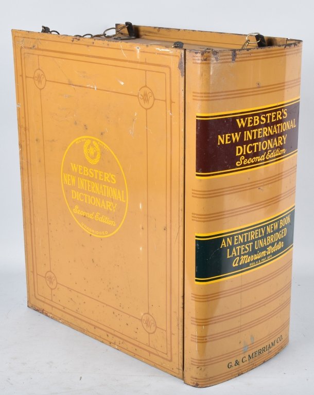 1940s WEBSTER DICTIONARY TIN TRADE SIGN (1 of 8)