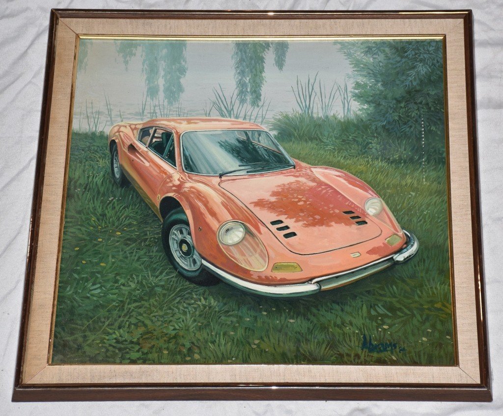 FERRARI DINO 256 GT OIL PAINTING BY ABRAMS (1 of 3)