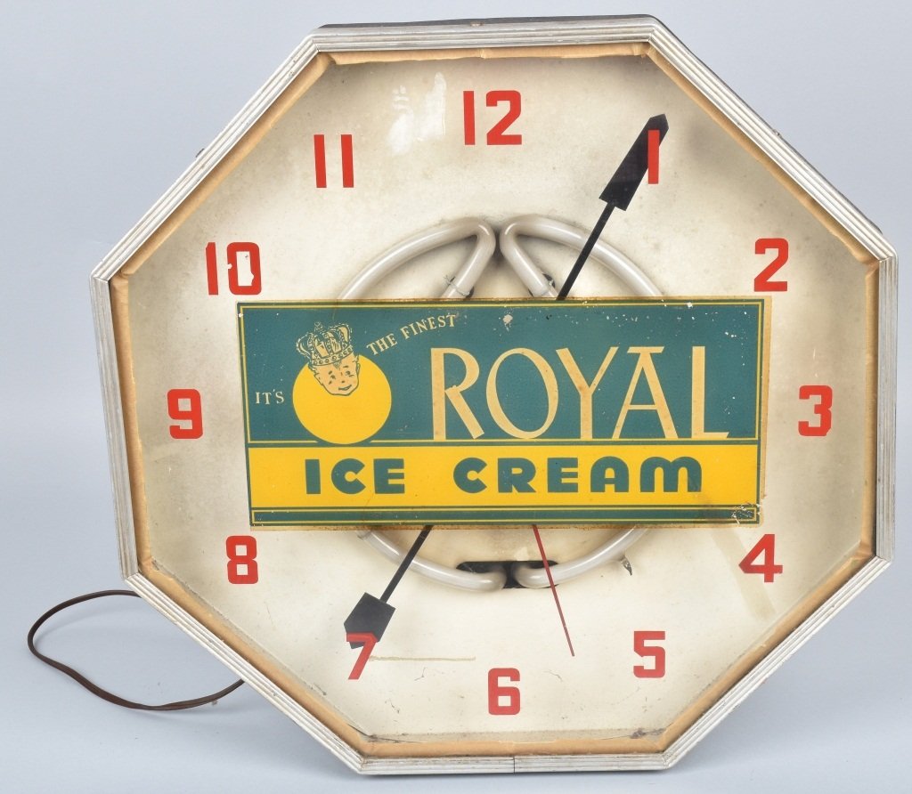 Vintage ROYAL ICE CREAM NEON CLOCK (1 of 3)