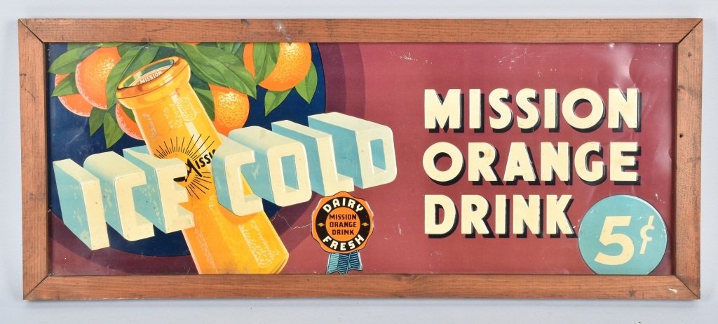 Vintage MISSION ORANGE DRINK TIN SIGN (1 of 4)