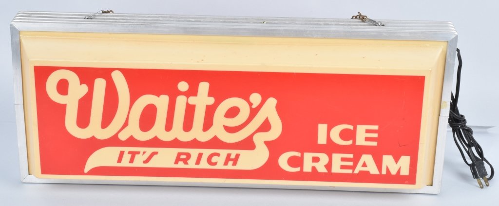 WAITE'S ICE CREAM Double Sides Lighted SIGN (1 of 2)