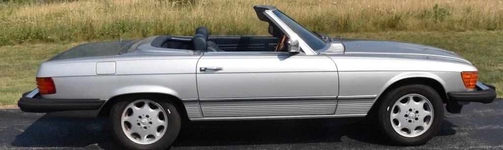 1981 MERCEDES BENZ 380 SL ROADSTER: Outstanding classic Mercedes Benz 380 SL Roadster. All original survivor with only 87,000 miles. Car is super clean and run excellent. Car has beautiful silver paint with blue soft top. Paint is very